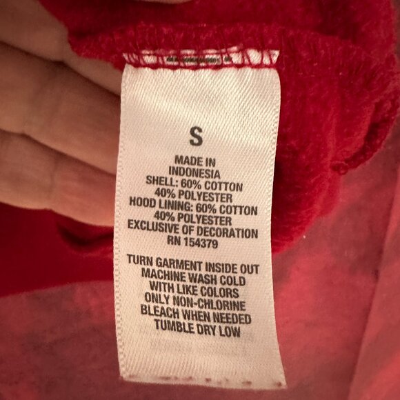 AEROPOSTALE MEN'S AERO LOGO POPOVER HOODIE IN RED FLEECE FABRIC, SIZE S (SMALL) - Picture 10 of 10